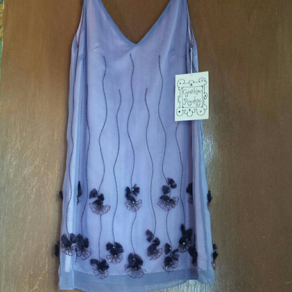 Cynthia Rowley Lavender Dress With Black Floral Accents